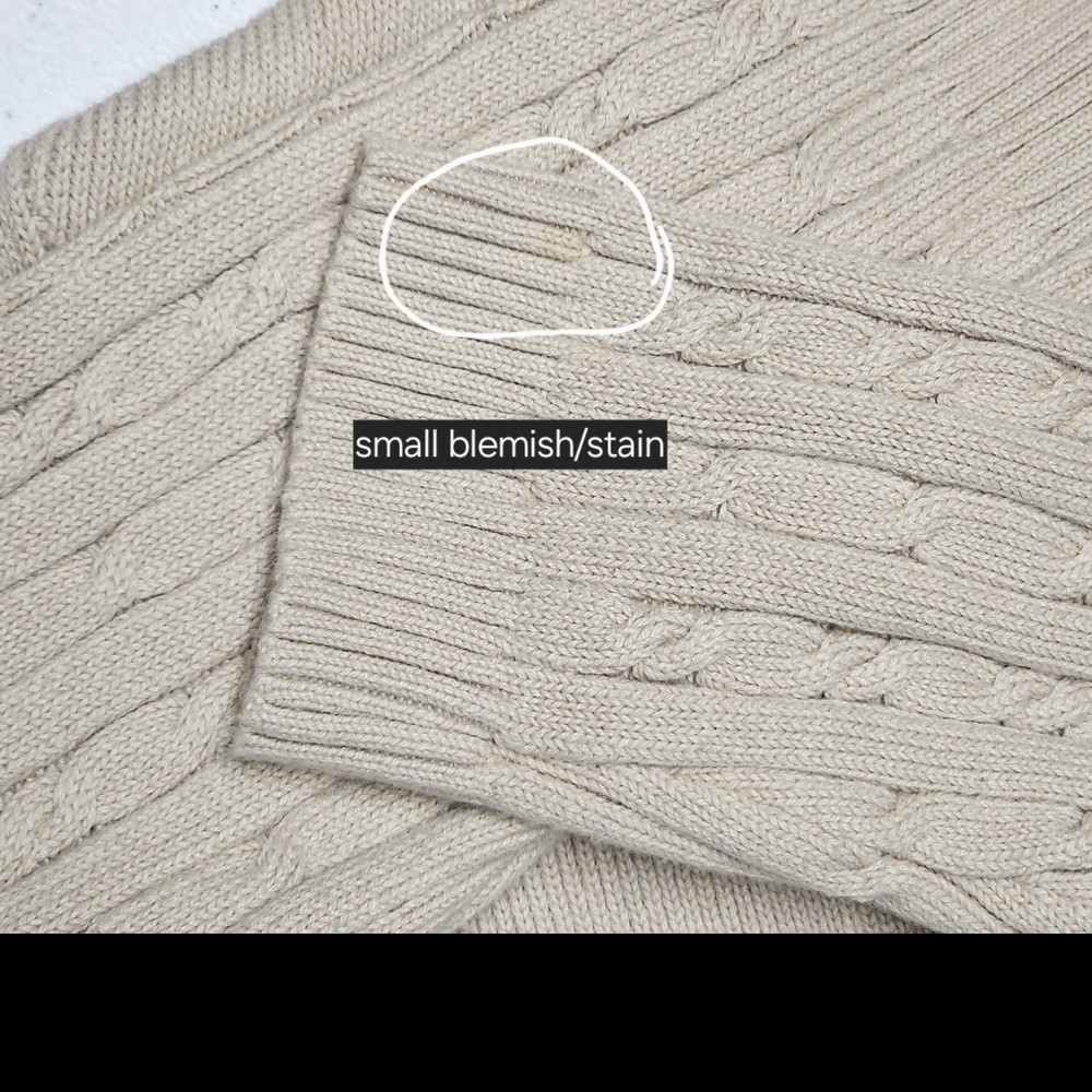 Charter Club Shawl Collar Cable Knit Pullover Sweater Beige Long Sleeve Cotton - Picture 13 of 14